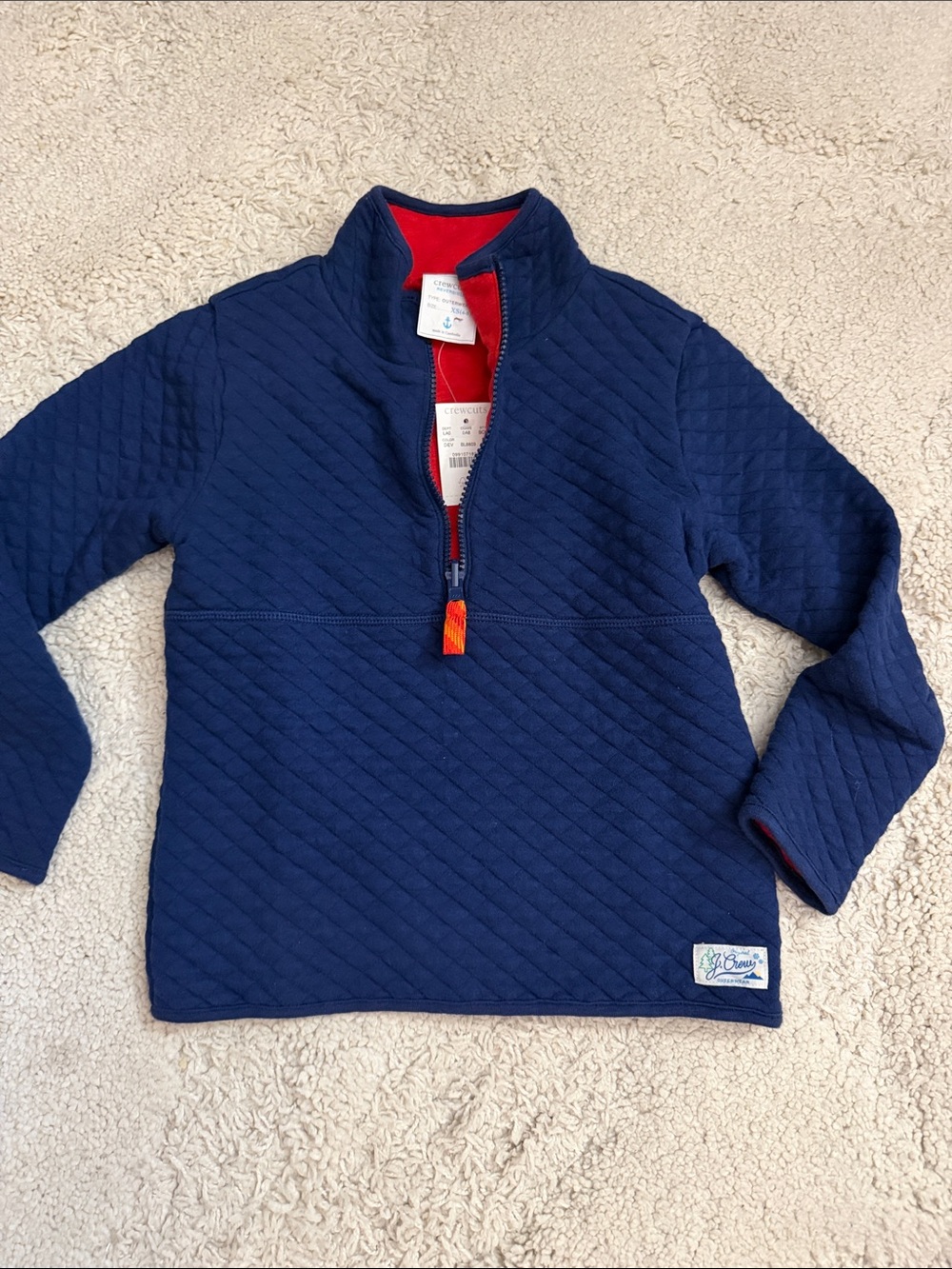Navy Quilted Kids Half-Zip Pullover - J. Crew size xs (4-5)